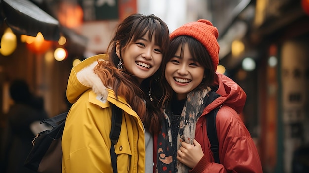 Zwei beste Freunde einer jungen asiatischen Frau