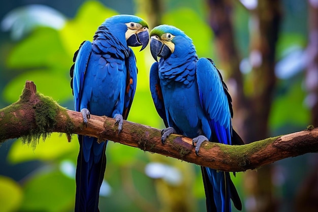 zwei blaue Vögel mit geöffneten Schnäbeln, einer hat den anderen geöffnet