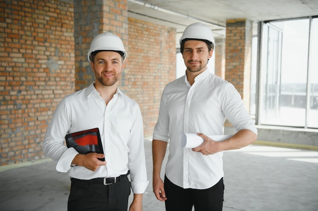 zwei Business-Mann-Baustelle-Ingenieur