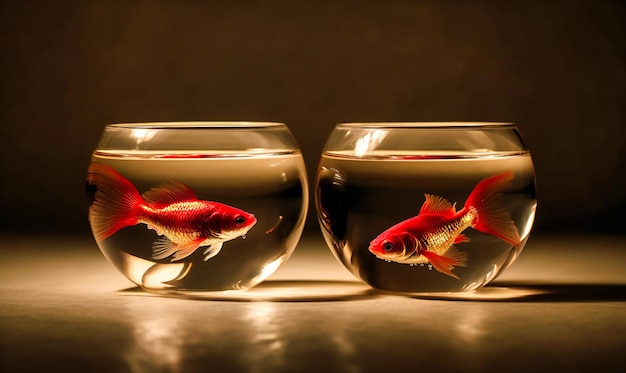 Zwei Fische sitzen in einer Glasschüssel