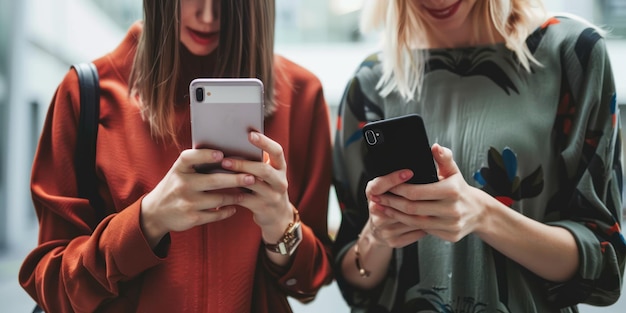 Zwei Frauen beobachten ein Handy