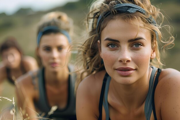 Zwei Frauen liegen zusammen im Gras, eine schaut in die Kamera und die andere