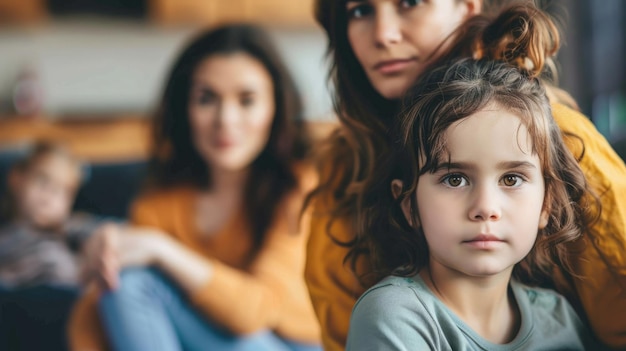 Foto zwei frauen und ein kind sitzen auf einer couch