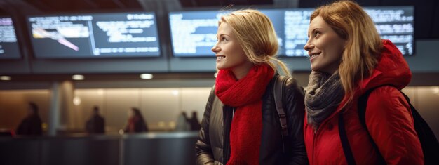 Zwei Freundinnen am Flughafen