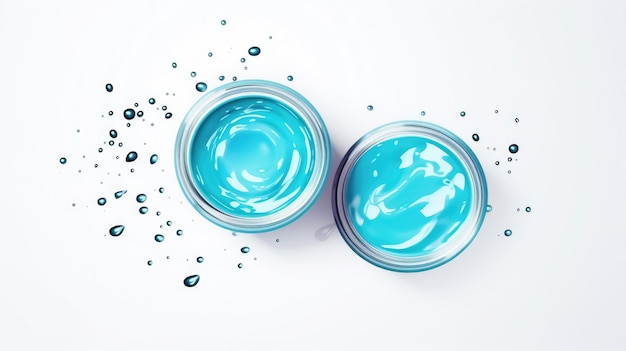 Zwei Gläser blaue Farbe auf weißer Oberfläche Ideal für künstlerische Projekte und Innenarchitektur