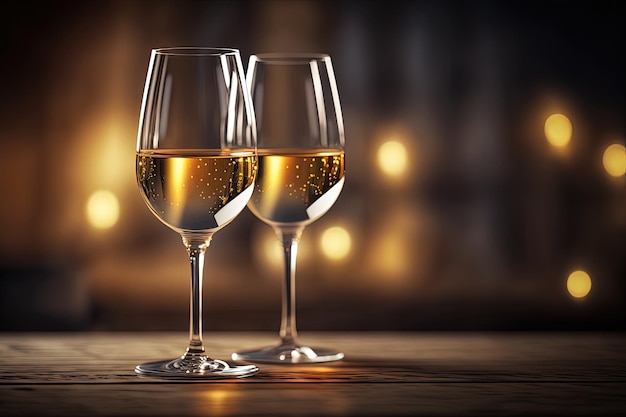 Zwei Gläser Wein stehen auf einem Tisch generativer KI