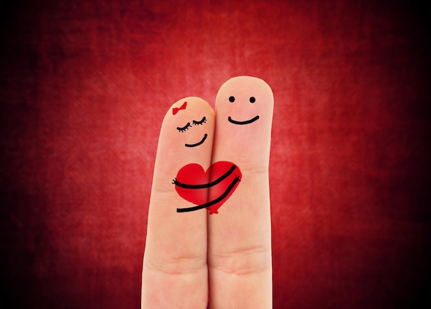 Zwei glückliche Finger in der Liebe