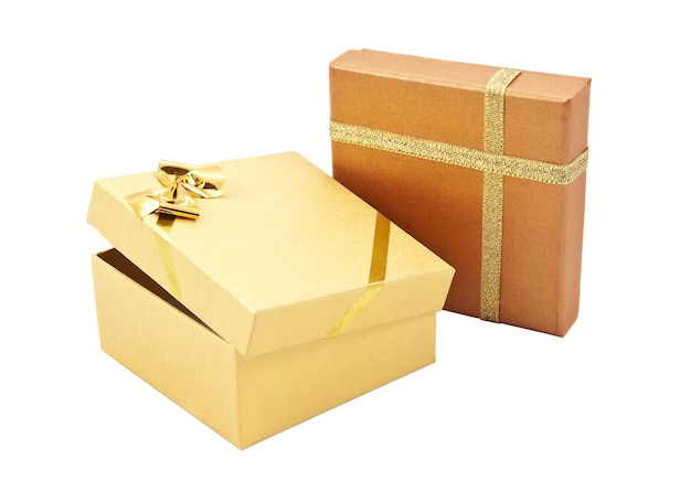 Zwei goldene Geschenkverpackungen