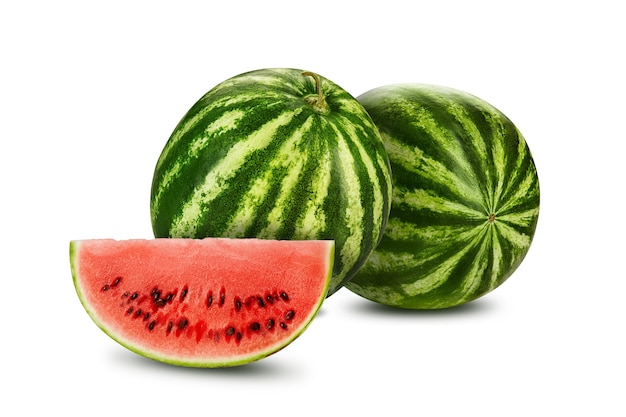 Zwei grün gestreifte Wassermelonen