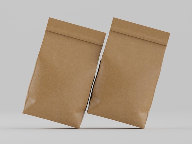 Zwei hellbraune Papiertüten für die Ausstellung von Produkten