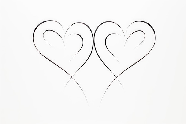 Foto zwei herzformen in einer einfachen zeichnung auf weißem hintergrund geeignet für verschiedene romantische und liebensbezogene themen