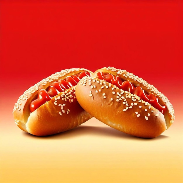 zwei Hot-Dog-Brötchen, die auf weißem Hintergrund isoliert sind