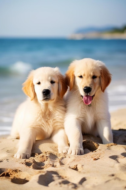 zwei Hunde am Strand, von denen einer ein Hund ist