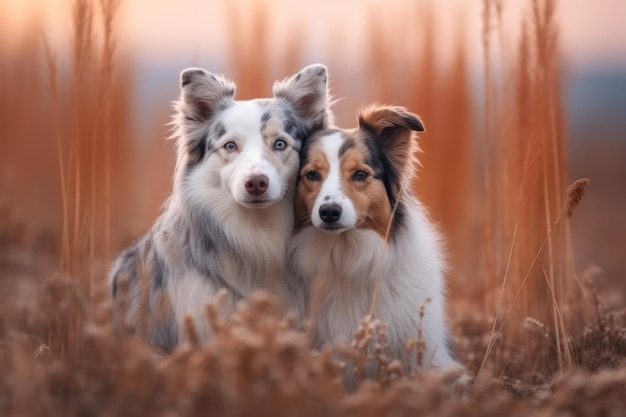 Zwei Hunde in einem Weizenfeld