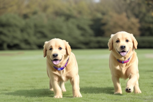 Zwei Hunde laufen auf einem Feld