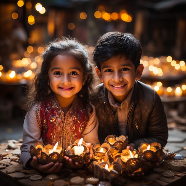 Zwei indische Frauen zünden anlässlich von Diwali, auch bekannt als das Lichterfest Decora, Diyas an