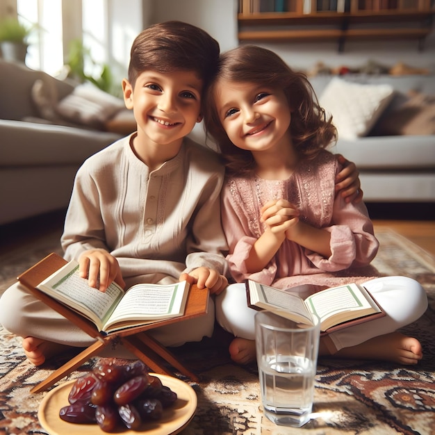 Zwei Kinder genießen den Monat Ramadan