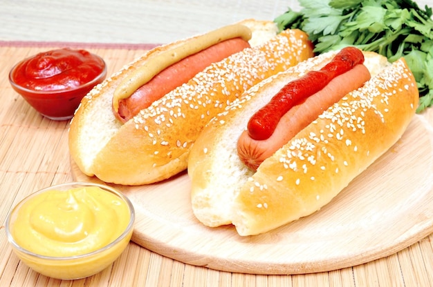 Zwei klassische Hotdogs