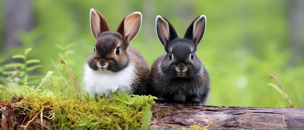 Foto zwei kleine kaninchen auf weißem hintergrund isoliert