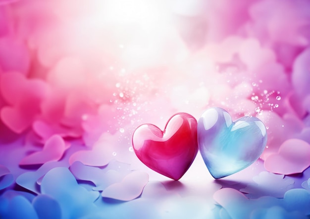 Zwei kleine romantische Herzens-Grüßkarte mit Copyspace für den Valentinstag