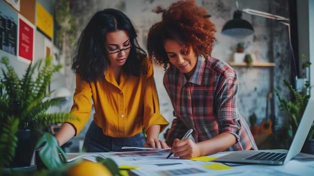 Zwei kreative afroamerikanische Mädchen arbeiten zusammen für ihr Projekt