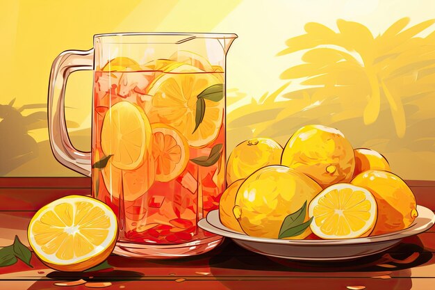 Zwei Krüge Limonade stehen nebeneinander. Generative KI