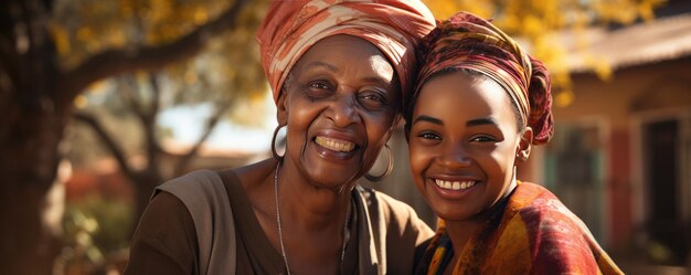 Zwei lächelnde dunkelhäutige Frauen in Afrika Generative KI