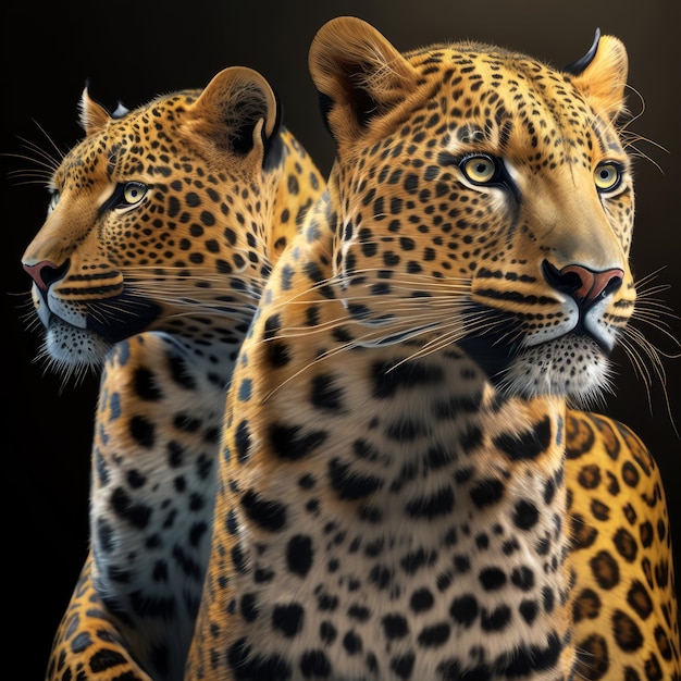 Zwei Leoparden hyperrealistisches fotorealistisches Bild 8k generative KI