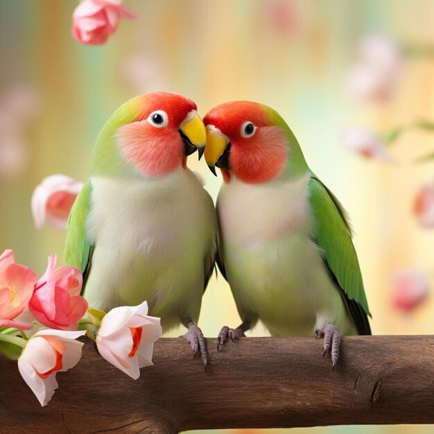 Foto zwei liebende, rosig gesichtige liebesvögel