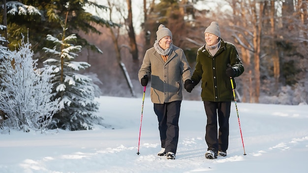 Zwei Menschen gehen im Schnee, einer hat eine Jacke an.