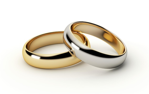 Zwei miteinander verflochtenen Hochzeitsringe, die Liebe und Ehe symbolisieren