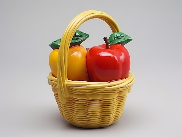 Zwei orangefarbene und rote Äpfel in einem Korb auf weißen Hintergrundbildern zum Welternährungstag