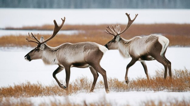 Zwei Rentiere im Schnee