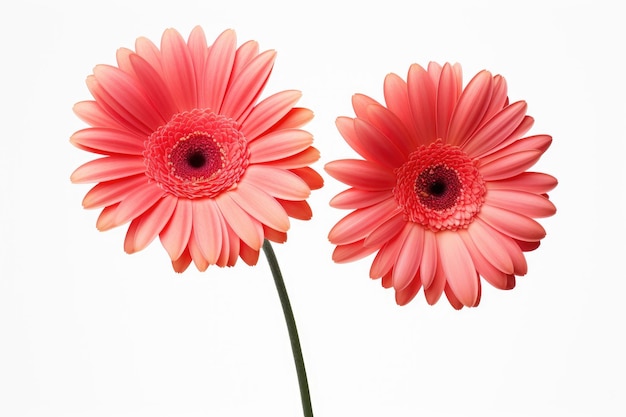 Zwei rosa Blumen auf weißem Hintergrund auf einer weißen oder klaren Oberfläche PNG durchsichtiger Hintergrund