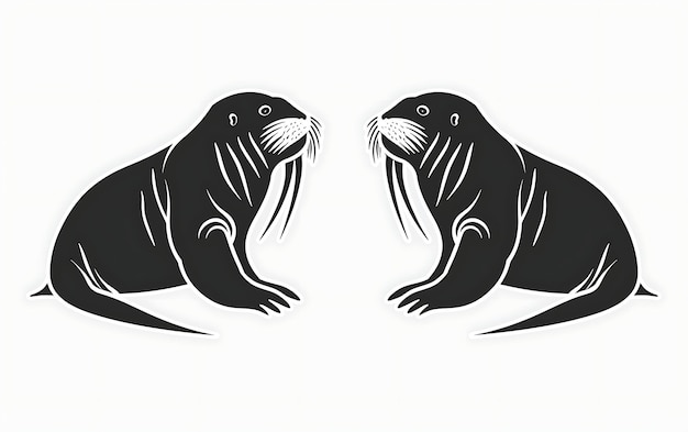 Foto zwei schwarze vögel mit weißem hintergrund und einer mit schwarzem umriss