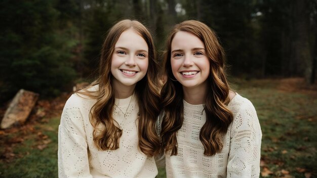 Zwei Schwestern posieren während eines Familienfotoshootings