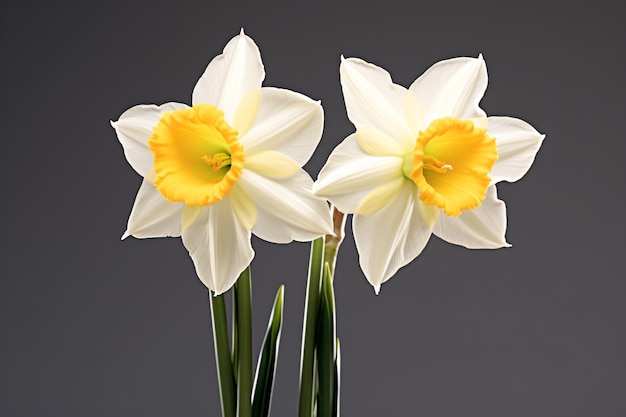 Foto zwei weiße und gelbe blumen in einer vase