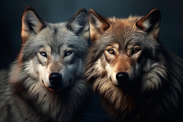 Zwei Wölfe im Wald Generative KI