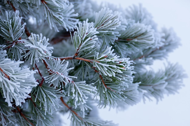 Zweig der Blaufichte mit schneebedeckter Naturfotografie