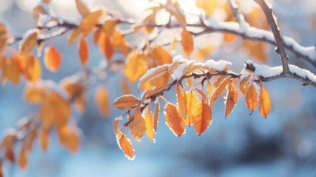 Zweig mit orangefarbenen und gelben Blättern