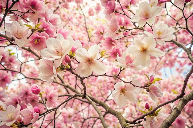 Zweige voller blühender Kirschblüten Apfelblüten Magnoliablüten