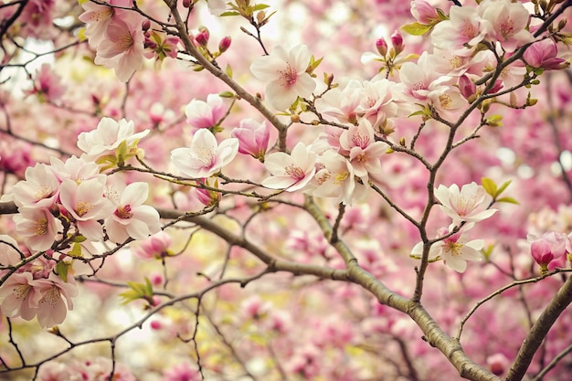 Zweige voller blühender Kirschblüten Apfelblüten Magnoliablüten