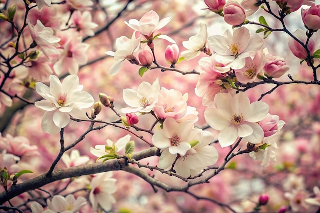 Zweige voller blühender Kirschblüten Apfelblüten Magnoliablüten