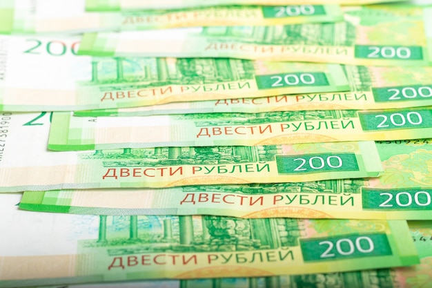 Zweihundert Banknoten. Russische Rubel