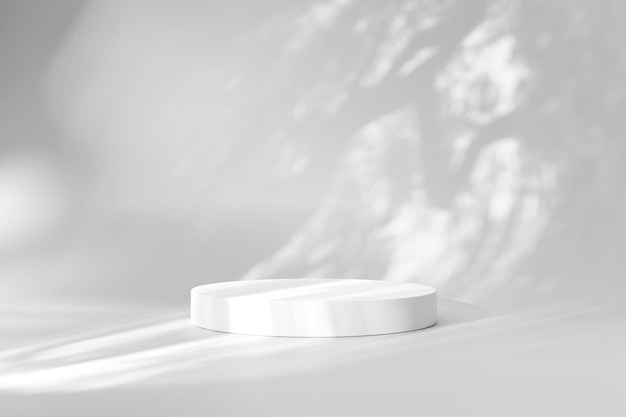 Zylinder weißes Podium Baum Schatten Sockel Produkt-Display-Stand Hintergrund 3D-Rendering