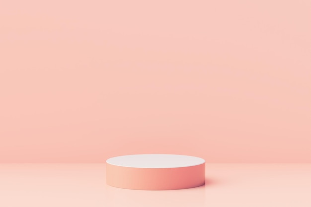 Zylinderpodeste auf pastellfarbenem Hintergrund Abstrakte Sockelszene mit geometrischer Szene zur Präsentation von Kosmetikprodukten 3D-Rendering