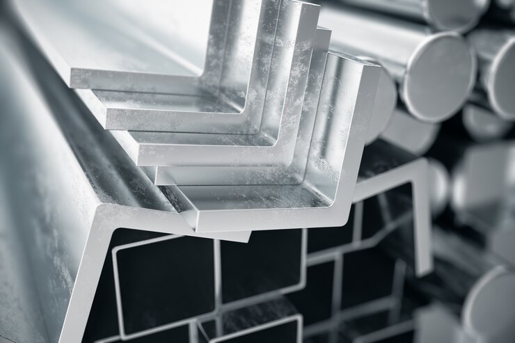 Foto zylindrische metallstahlprofile, sechseckige metallstahlprofile, quadratische metallstahlprofile. verschiedene edelstahlprodukte, 3d-abbildung