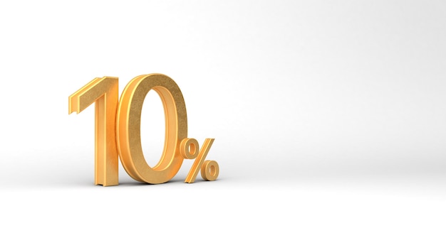 10 golden numbers with percent. 3d rendering, 3d, 3d illustration.