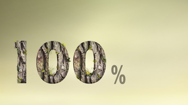 100 percent carbon neutral text with nature texture