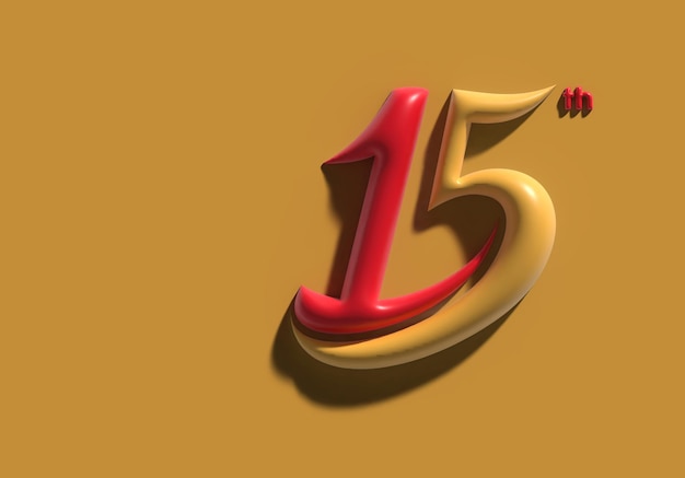 15th Years Anniversary Celebration 3d Render.